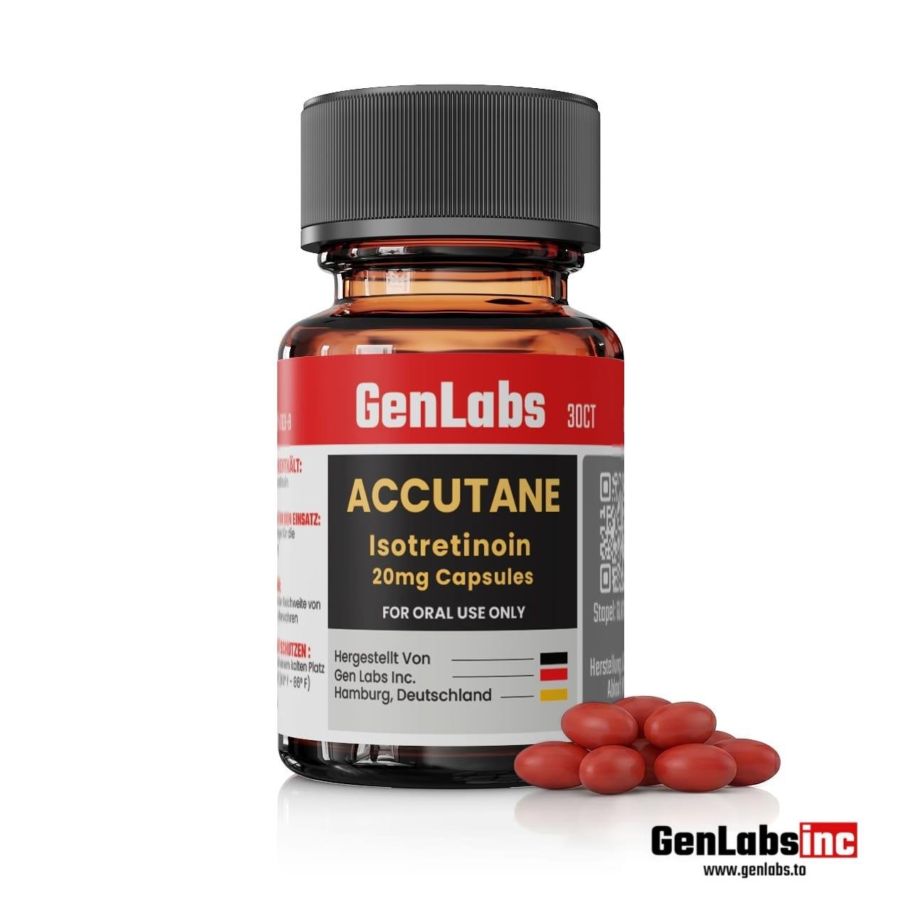 Accutane Isotretinoin 20mg Genlabs – 30 Capsules