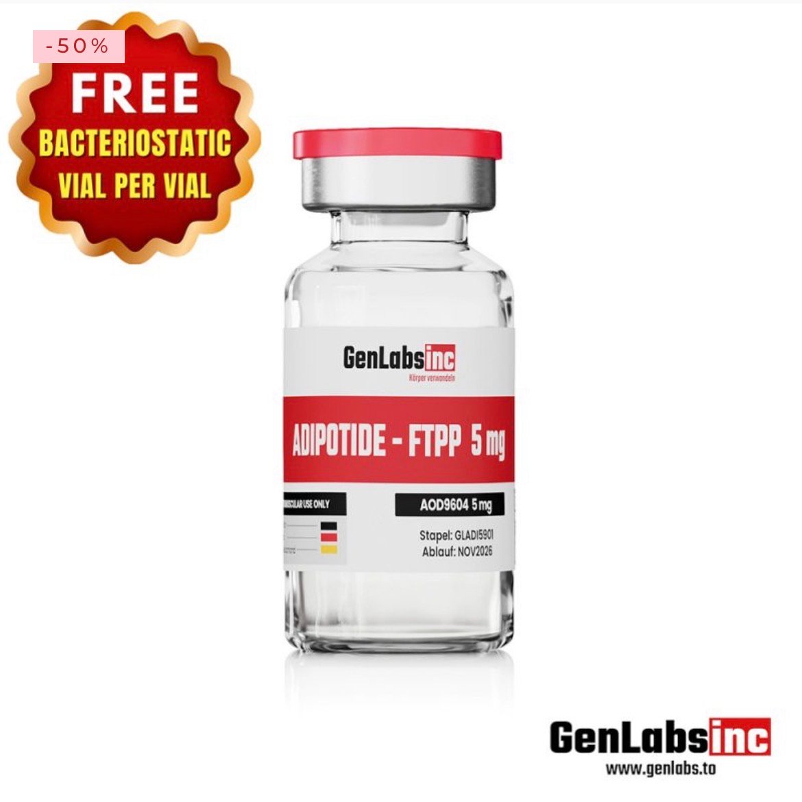 Adipotide – Ftpp 5mg Vial – (with Bacteriostatic Water) – Genlabs