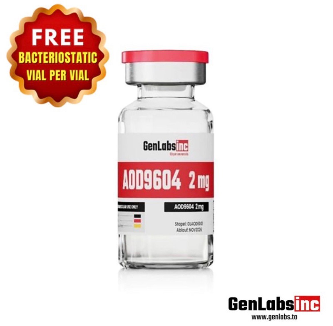 Aod 9604 – 2mg Vial – (with Bacteriostatic Water) – Genlabs