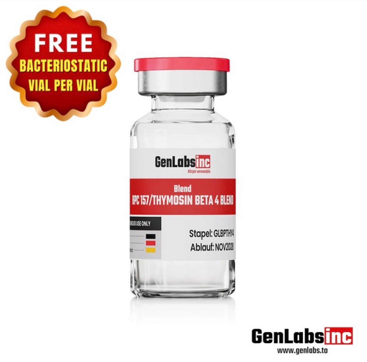 Bpc 157 5mg / Thymosin Beta 4 Blend 5mg Vial – (with Bacteriostatic Water) – Genlabs