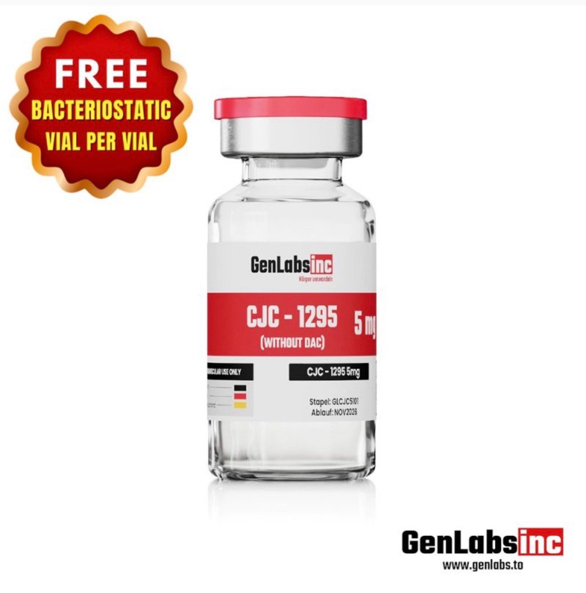 Cjc – 1295 – 5mg ( Without Dac ) Vial – (with Bacteriostatic Water) – Genlabs