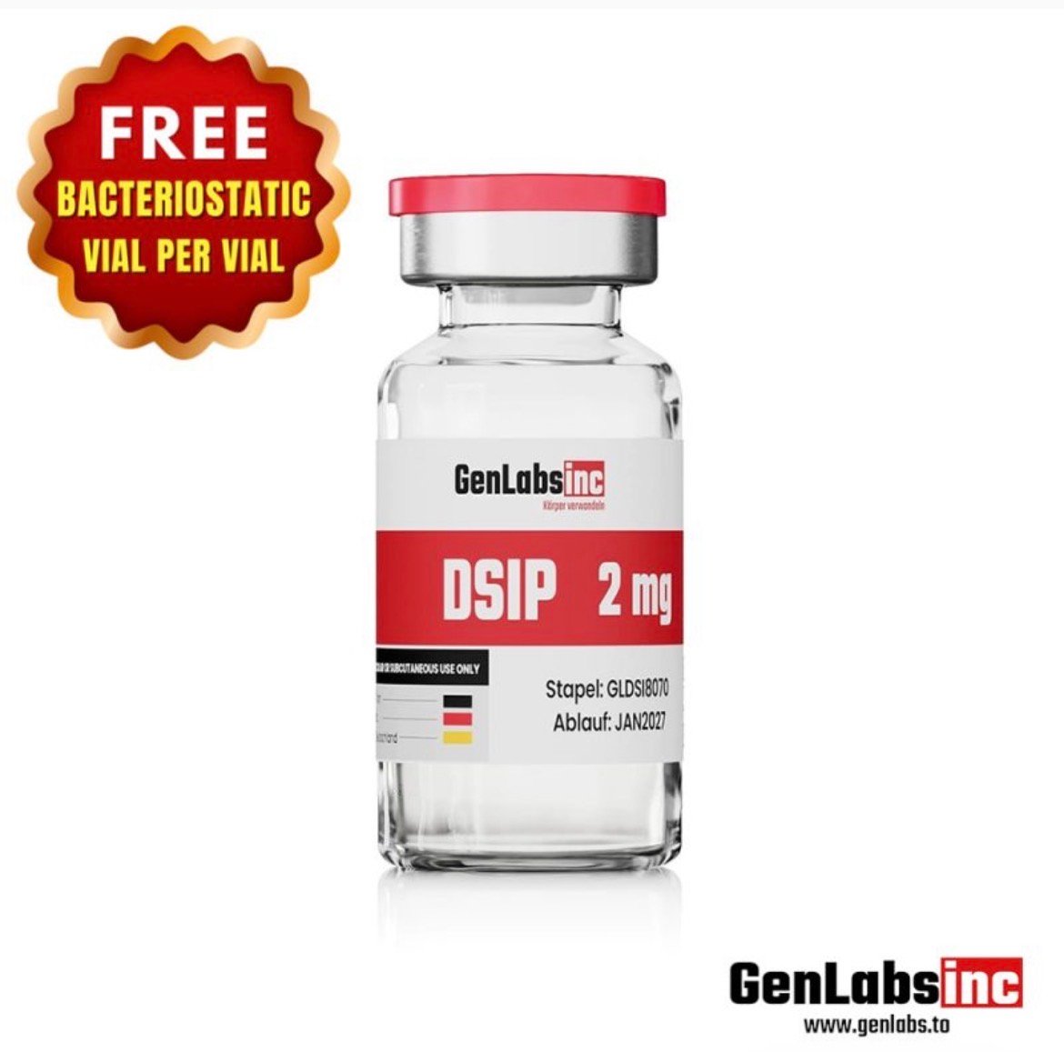 DSIP 2mg Vial – (with Bacteriostatic Water) – Genlabs