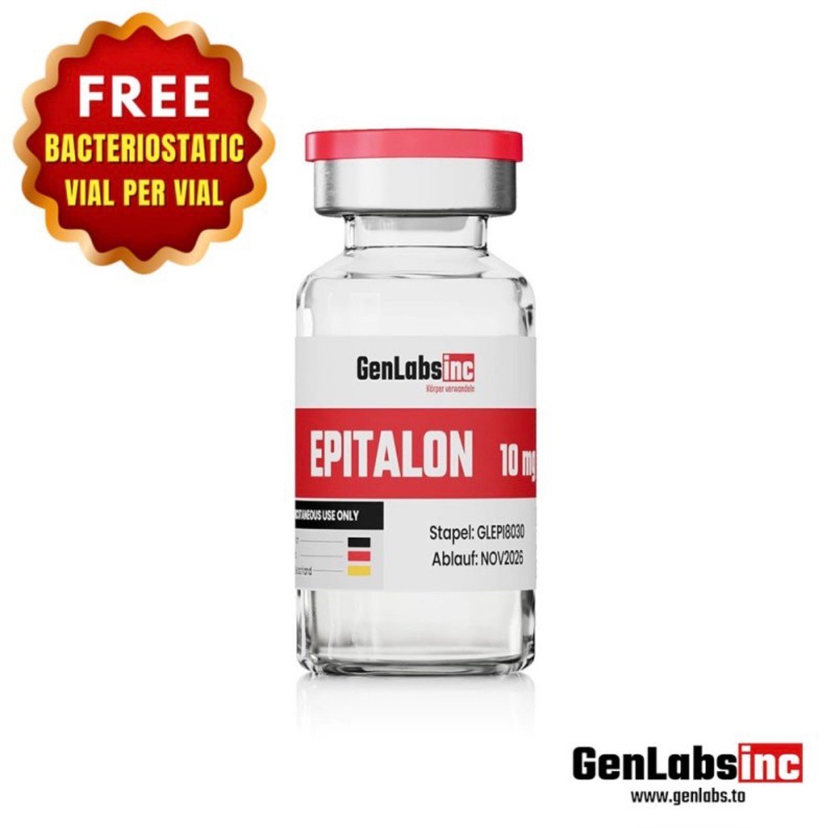 Epitalon – 10mg Vial – (with Bacteriostatic Water) – Genlabs