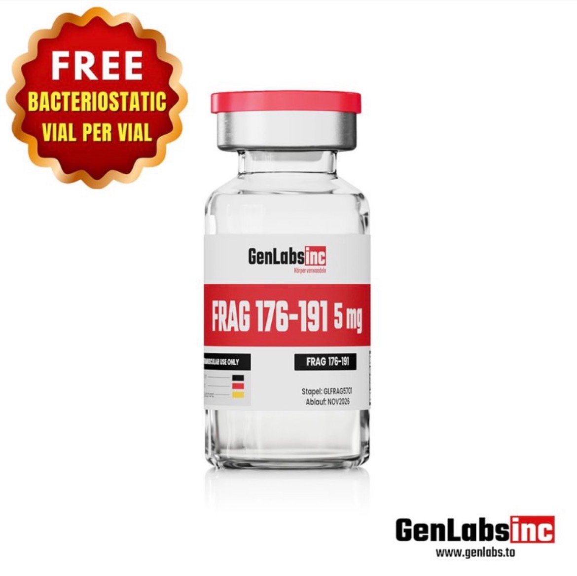 Frag 176 – 191 – 5mg Vial – (with Bacteriostatic Water) – Genlabs
