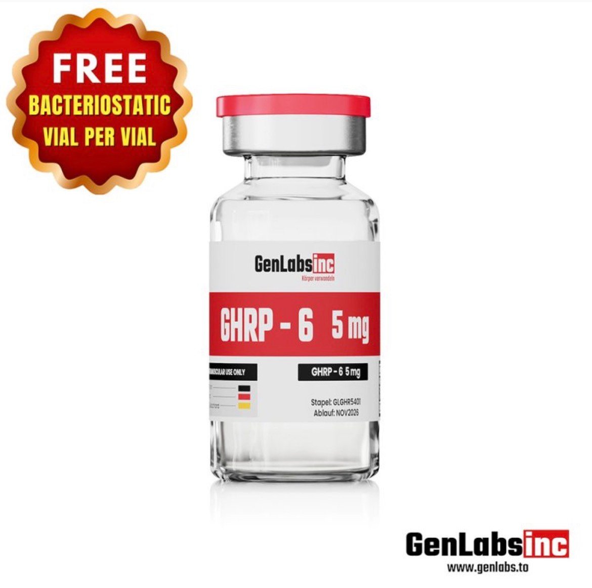 Ghrp – 6 – 5mg Vial – (with Bacteriostatic Water) – Genlabs