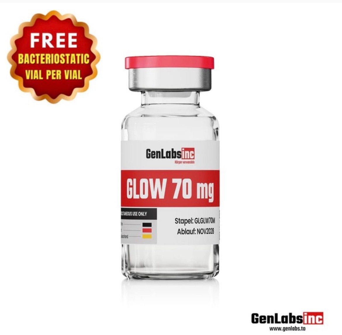 Glow 70mg Vial – (with Bacteriostatic Water) – Genlabs