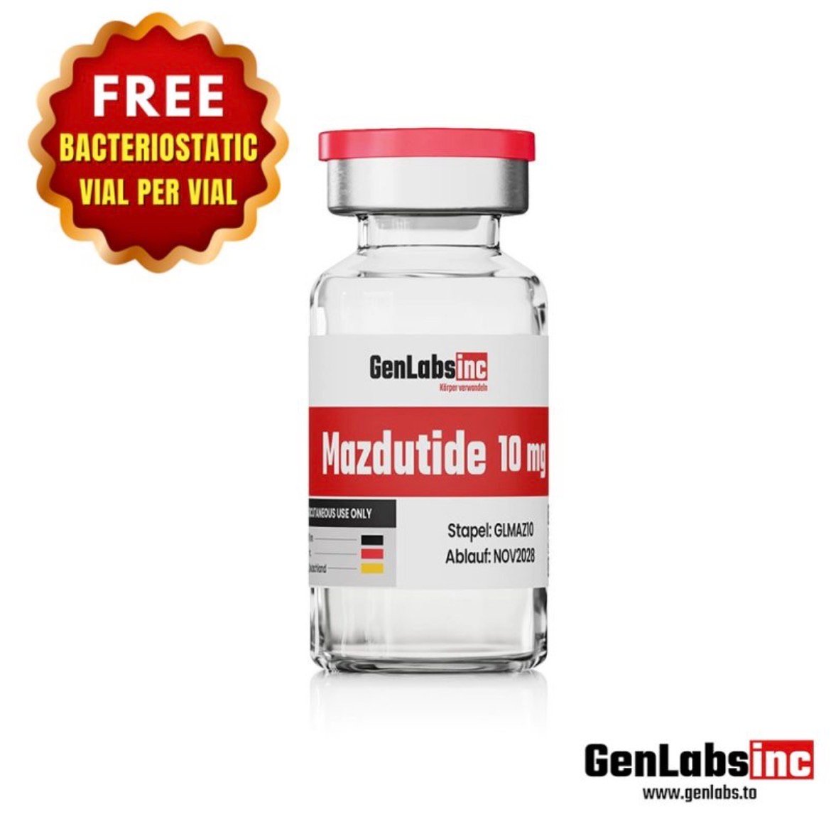 Mazdutide 10mg Vial – (with Bacteriostatic Water) – Genlabs