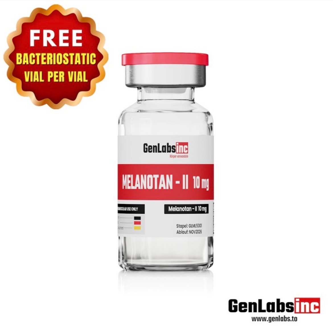 Melanotan Ii – 10mg / Vial – (with Bacteriostatic Water) – Genlabs