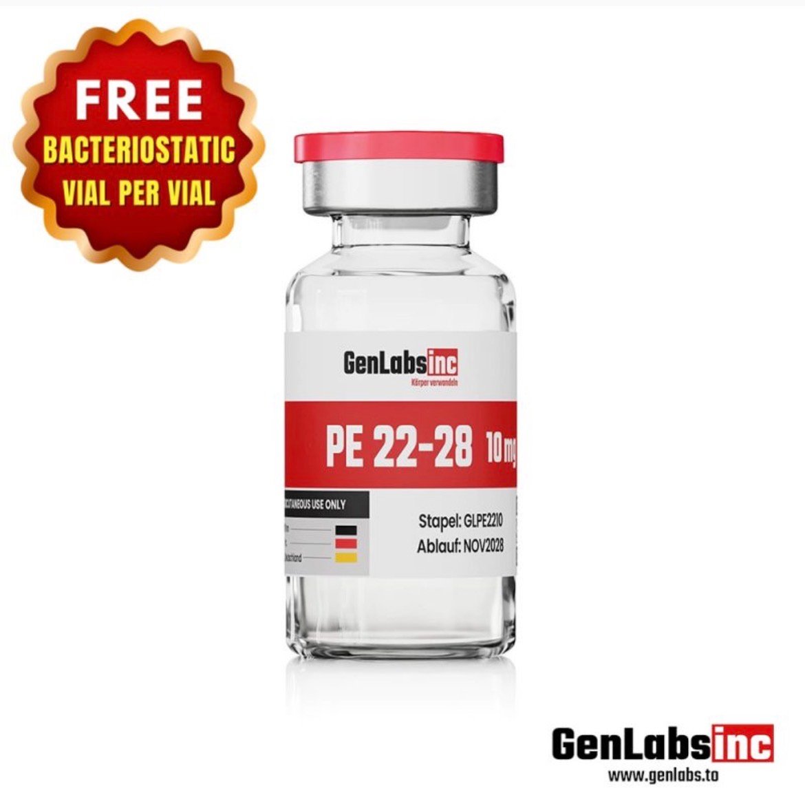 Pe 22 – 28 10mg Vial – (with Bacteriostatic Water) – Genlabs