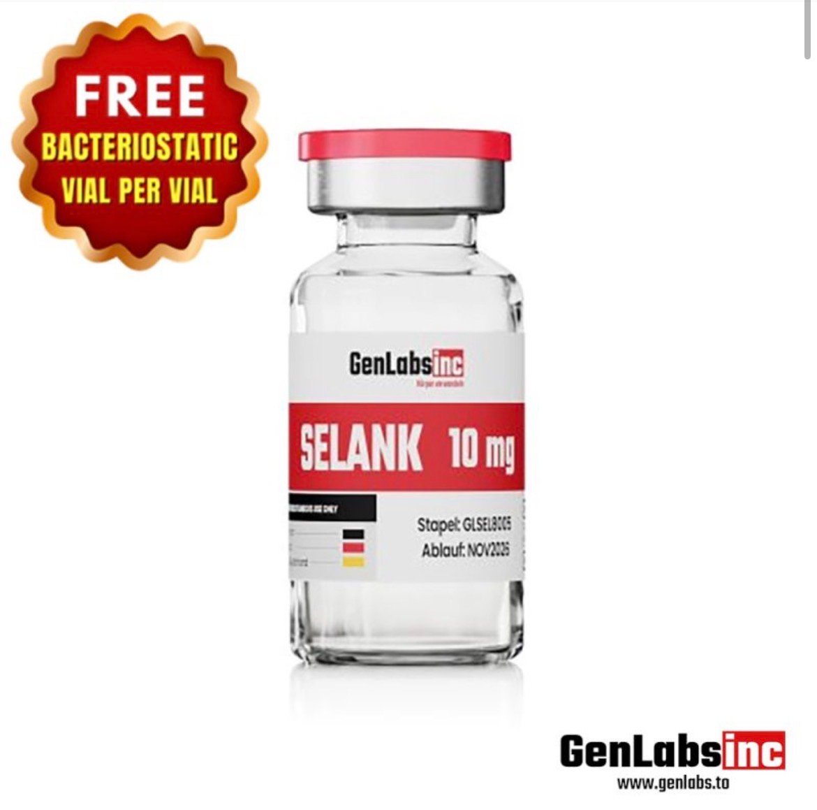 Selank – 10mg Vial – (with Bacteriostatic Water) – Genlabs