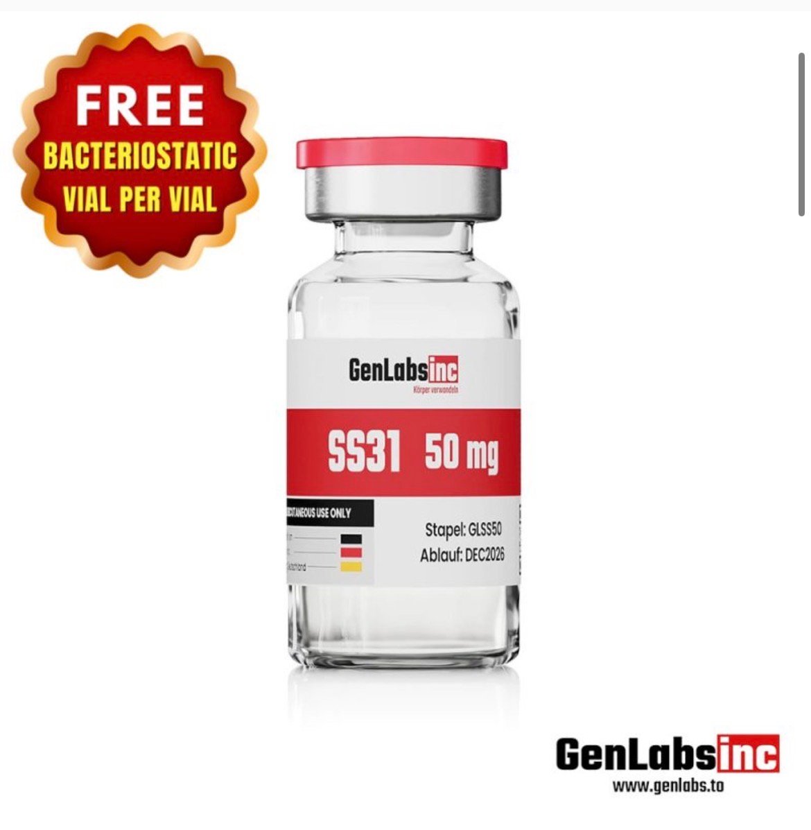 Ss31 – 50mg Vial – (with Bacteriostatic Water) – Genlabs