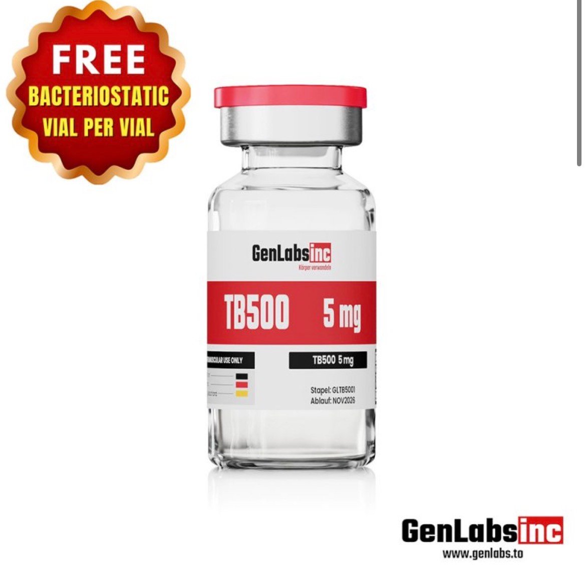 Tb 500 – 5mg/ Vial – (with Bacteriostatic Water) – Genlabs