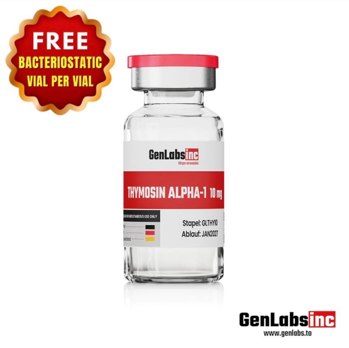 Thymosin Alpha – 1 10mg Vial – (with Bacteriostatic Water) – Genlabs