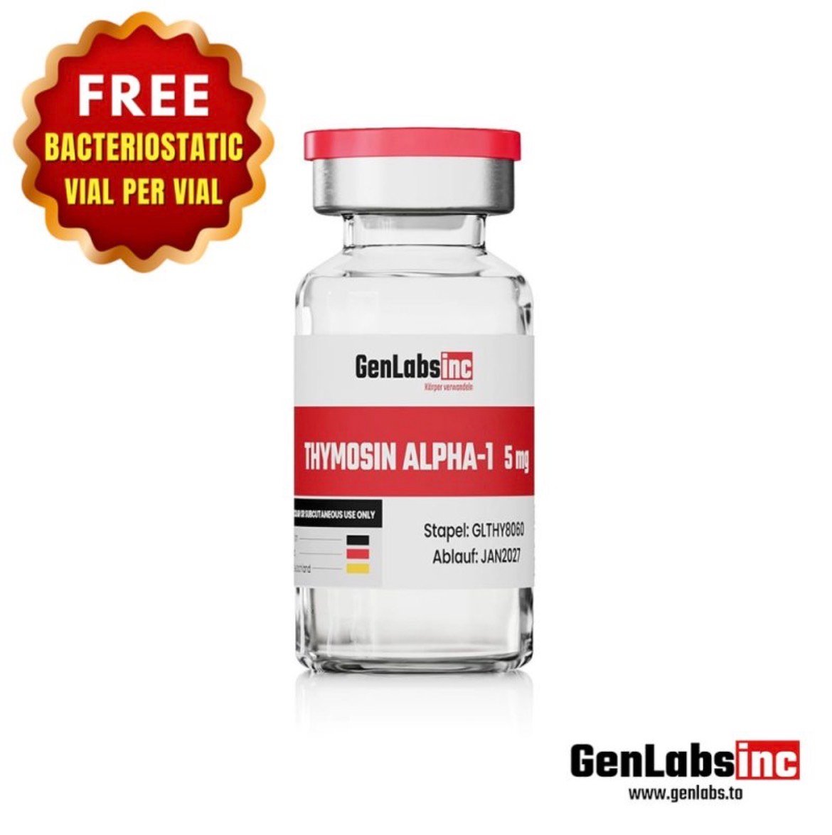 Thymosin Alpha – 1 5mg Vial – (with Bacteriostatic Water) – Genlabs
