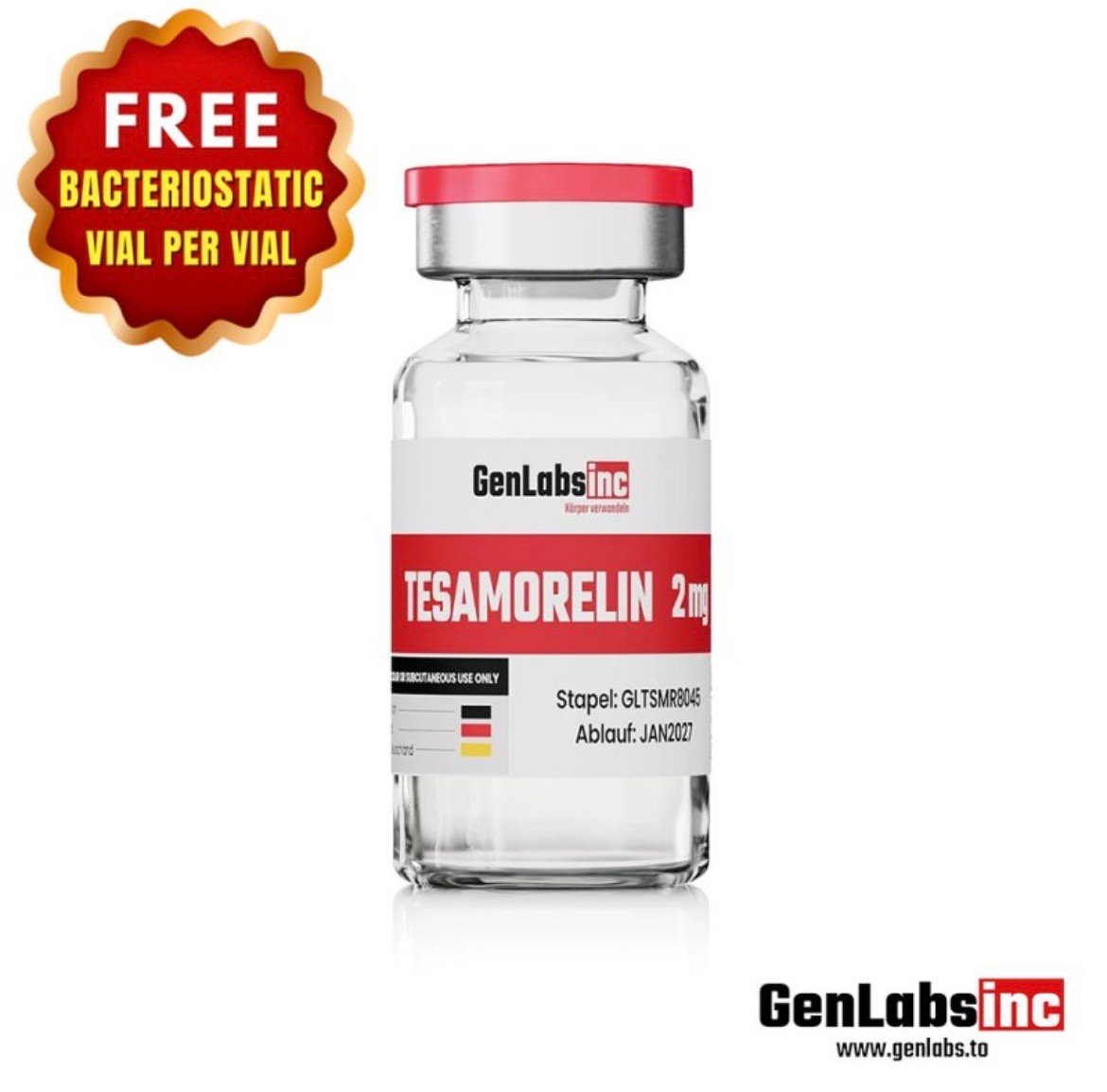 Tesamorelin 2mg Vial – (with Bacteriostatic Water) – Genlabs