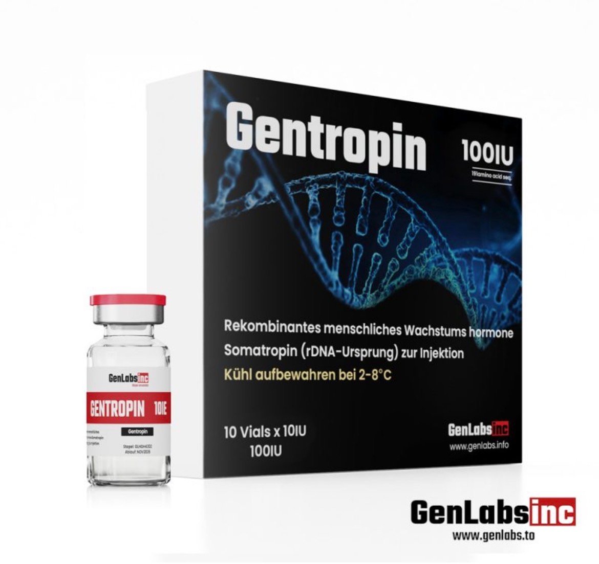 GENTROPIN (SOMATROPIN) 100IU HGH KIT WITH BACTERIOSTATIC WATER – GENLABS