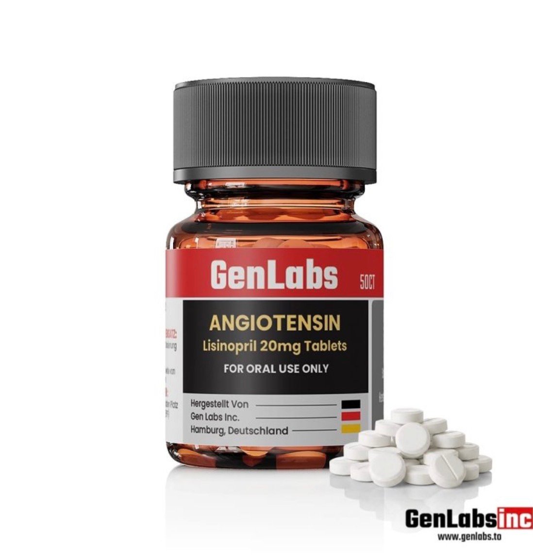 Angiotensin (Lisinopril) – 20 Mg – 50 Tablets – Genlabs
