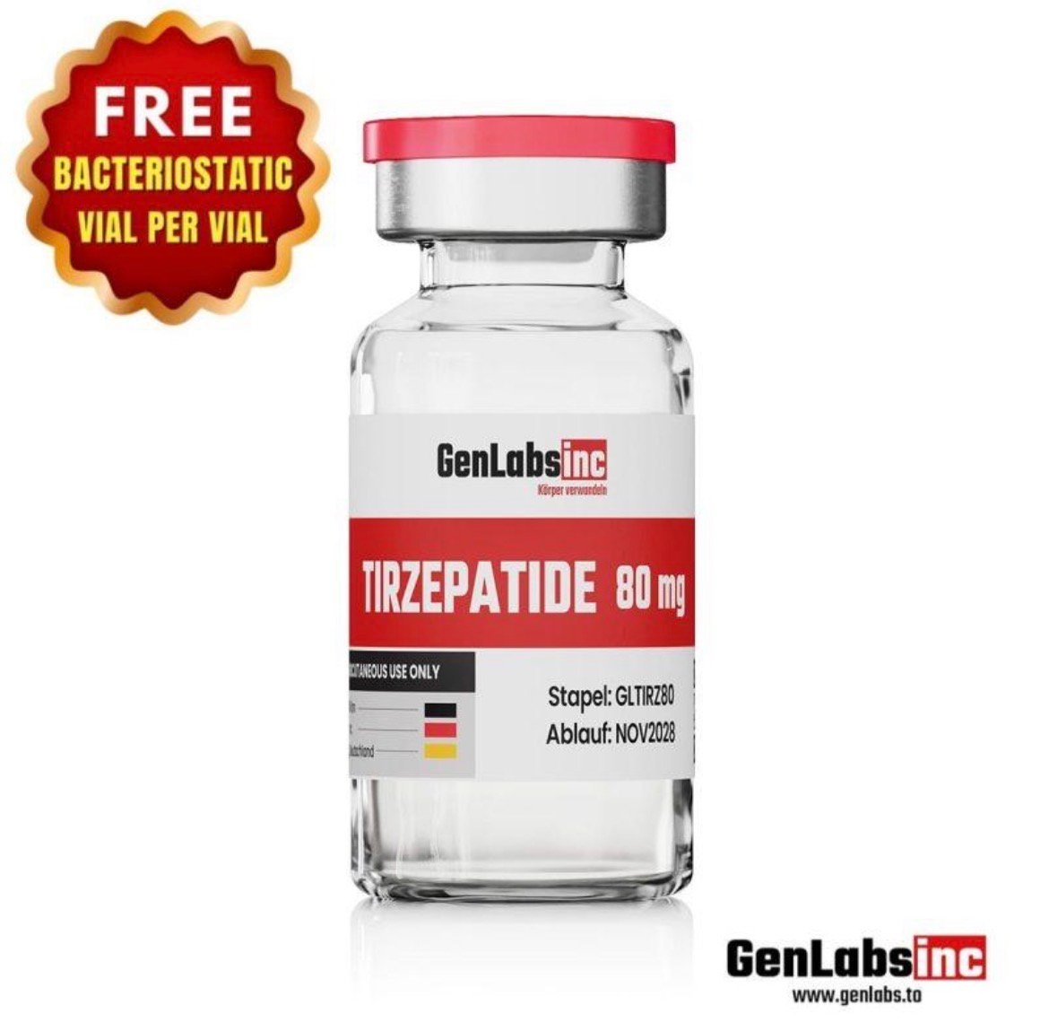 Tirzepatide 80mg Vial – (with Bacteriostatic Water) – Genlabs