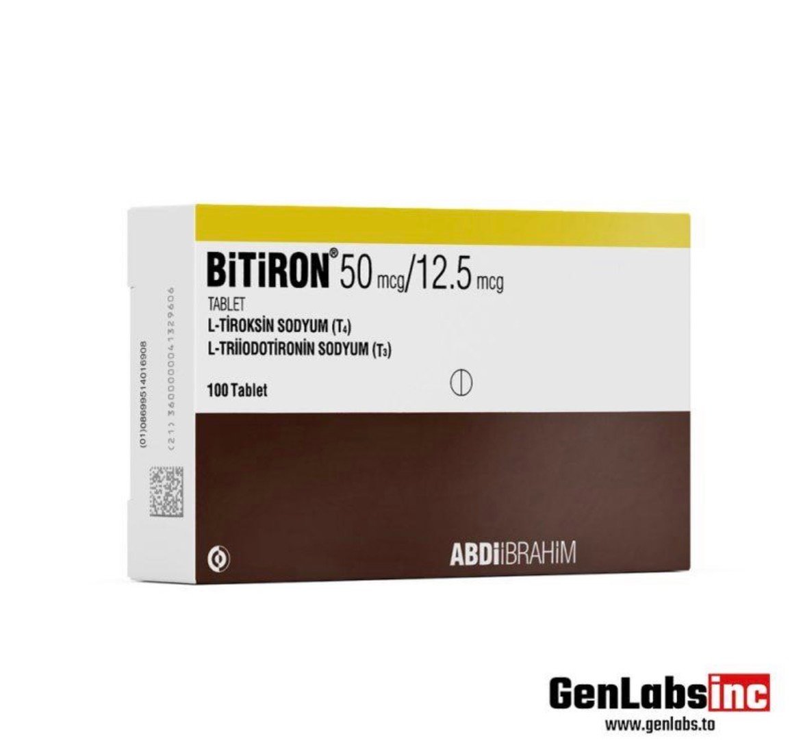Bitiron – (t3 – Liothyronine 12.5mcg / T4 – Thyroxine 50mcg Mix) – Abdiibrahim Pharma (100 Tablets)