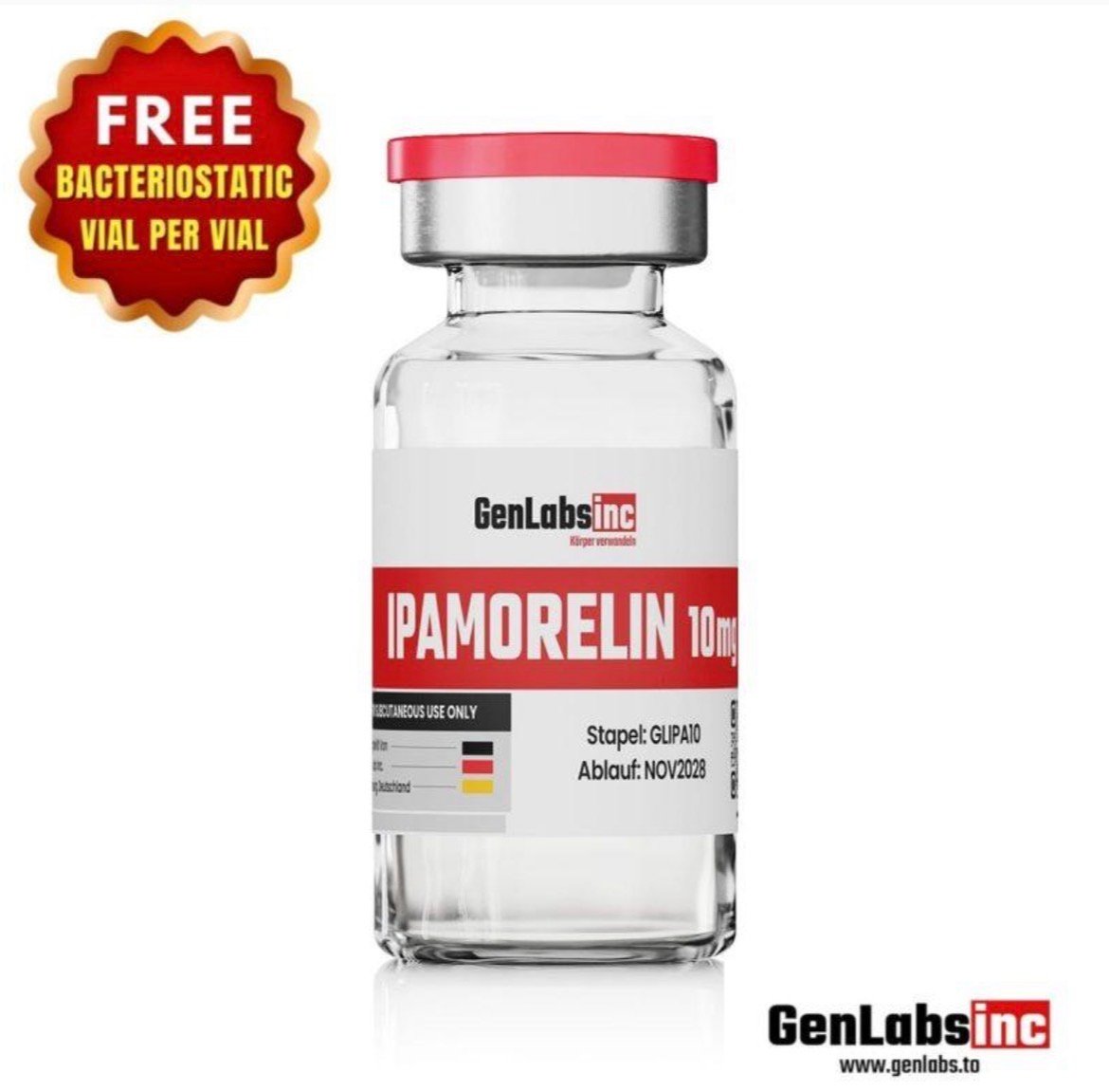 Ipamorelin – 10mg Vial – (with Bacteriostatic Water) – Genlabs